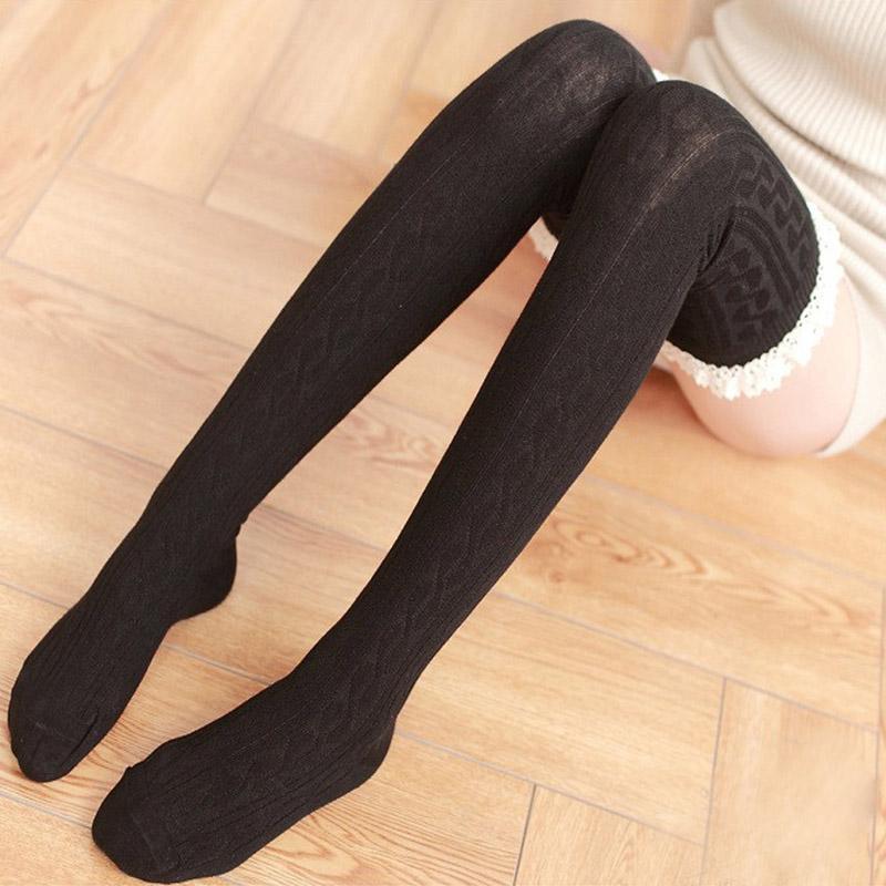 Lace Over Knee Cotton Stockings  |   Socks Accessories Black