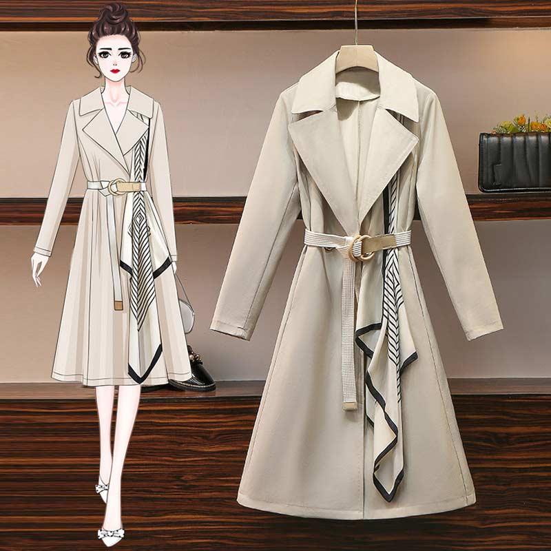 Lapel Collar Adjustable Belted Coat  |   Outerwear Clothing Apricot