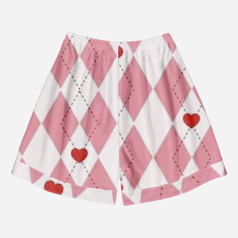 Lattice Block Print Casual Shorts  |   Shorts Clothing Pink