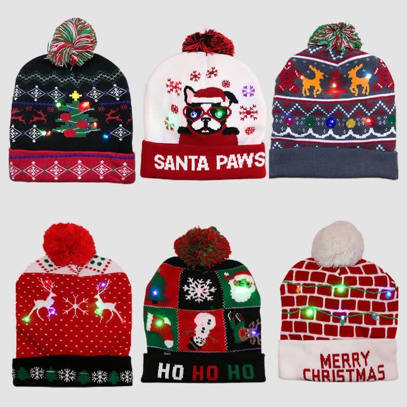 Led Christmas Graphic Print Knit Hat  |   Hats & Scarfs Accessories A