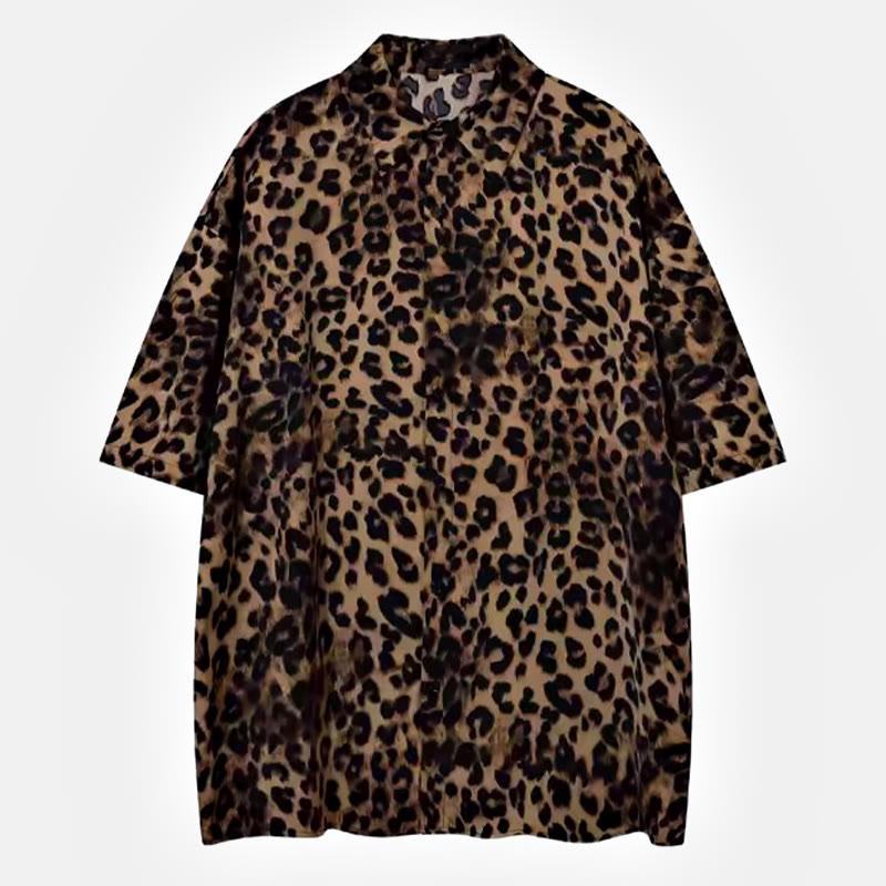 Leopard Print Short Sleeve Shirt  |   T-Shirts Clothing Brown