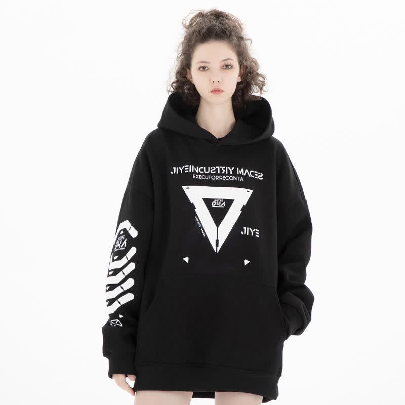 Letter Graphic Print Pocket Oversized Hoodie  |   Sweatshirts & Hoodies Clothing Black