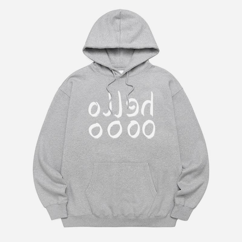 Letter Pattern Loose Hooded Sweatshirt  |   Sweatshirts & Hoodies Clothing Grey