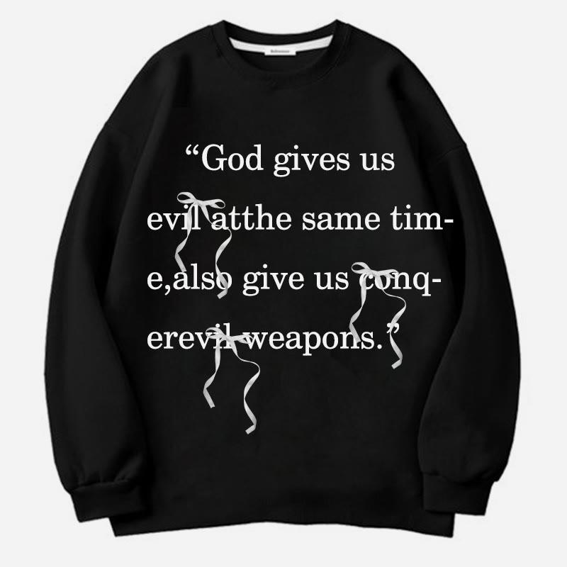 Letter Pattern Print Round Collar Casual Sweatshirt  |   Sweatshirts & Hoodies Clothing Black