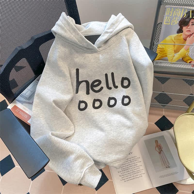 Letter Print Pure Color Loose Hoodie  |   Sweatshirts & Hoodies Clothing Grey