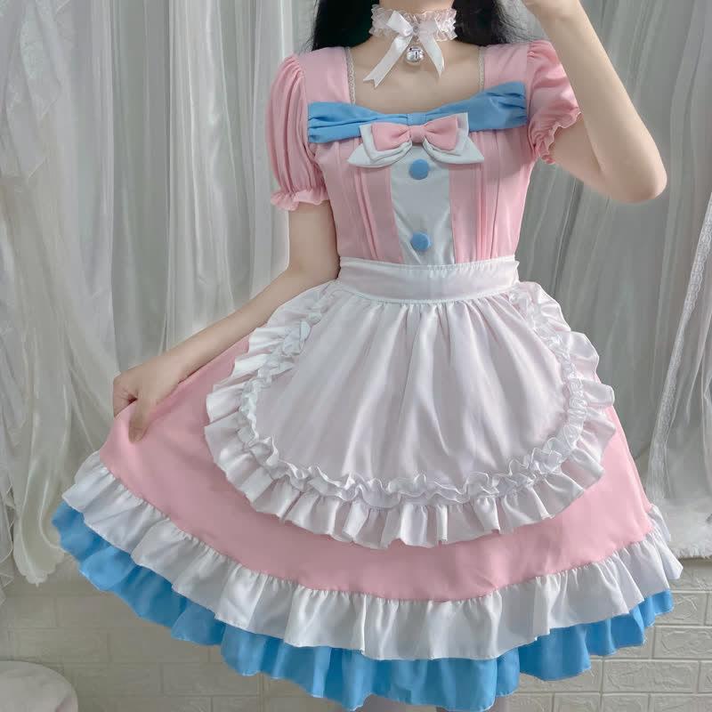 Lolita Bow Knot Ruffled Maid Dress  |   Dresses Clothing Dresses