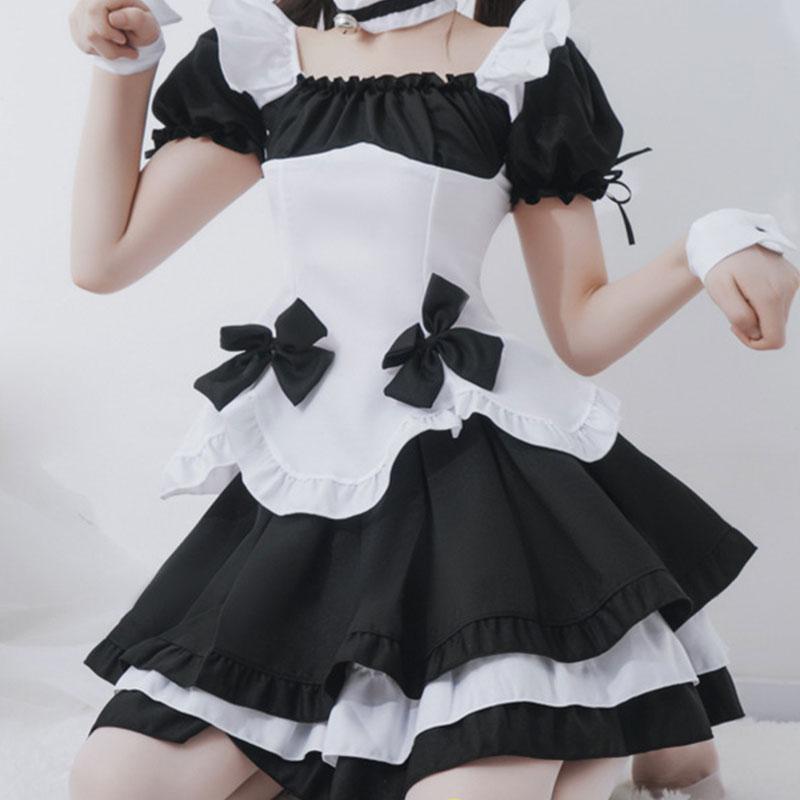 Lolita Princess Maid Bow Tie Costume Top Skirt Two Piece Set  |   Skirts Clothing Black