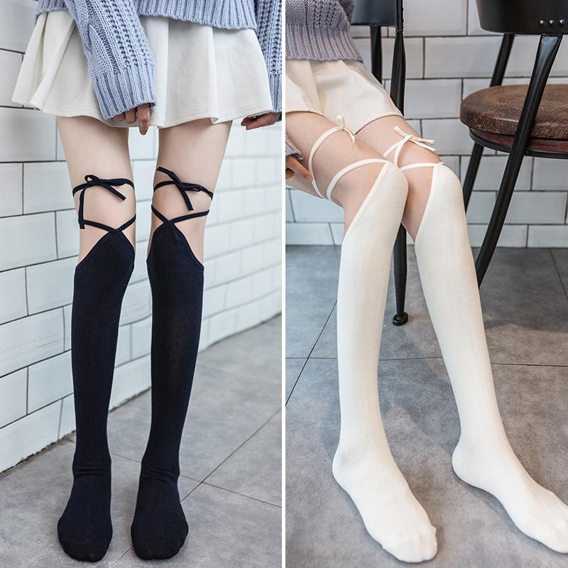 Lolita Strap Over Knee Socks  |   Socks Accessories Black