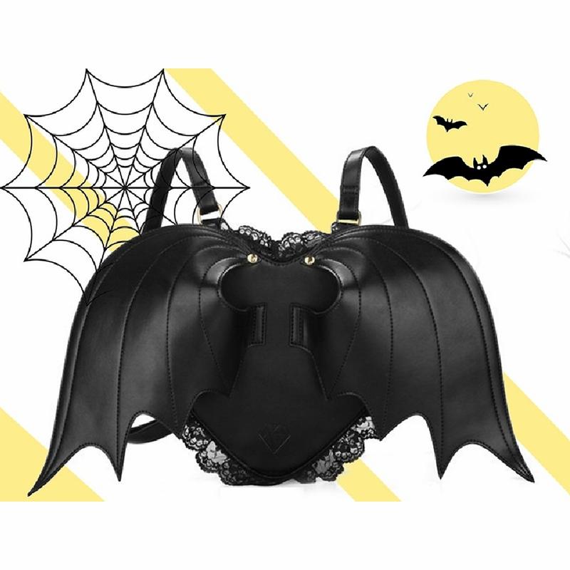 Love Heart Black Angel Devil Bat Wings Lace Backpack  |   Backpack Backpack Backpack