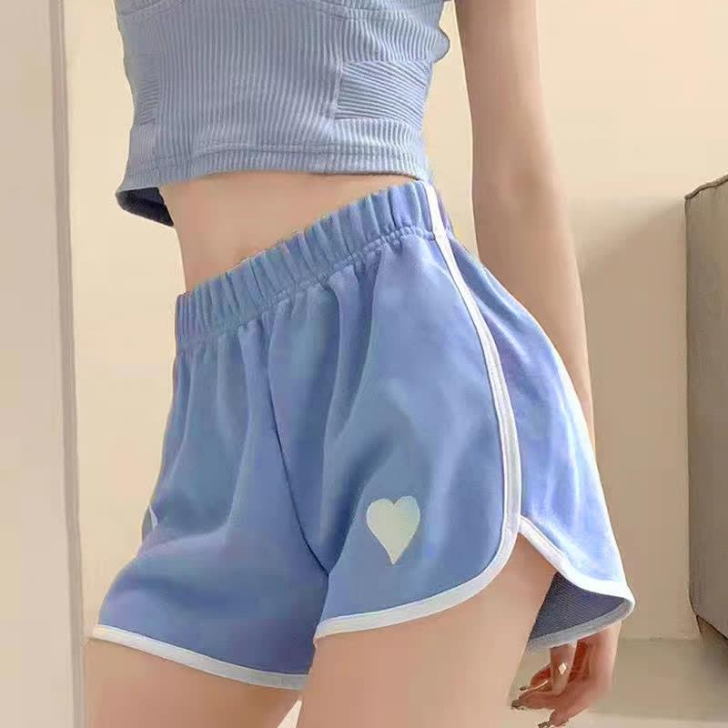 Love Heart Embroidery Pure Color Shorts  |   Shorts Clothing Black