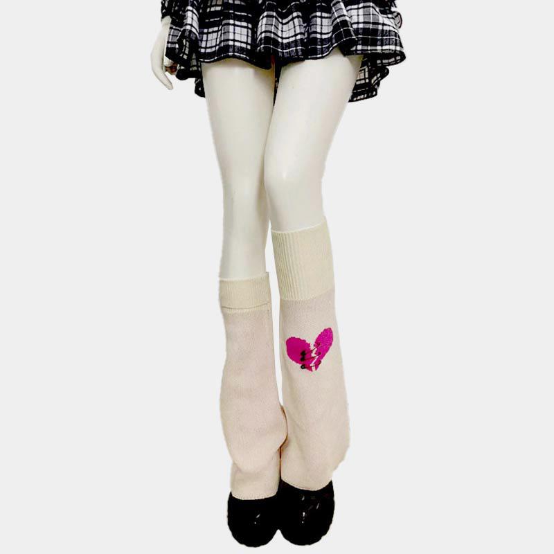 Love Heart Knit Leg Warmers  |   Socks Accessories Apricot