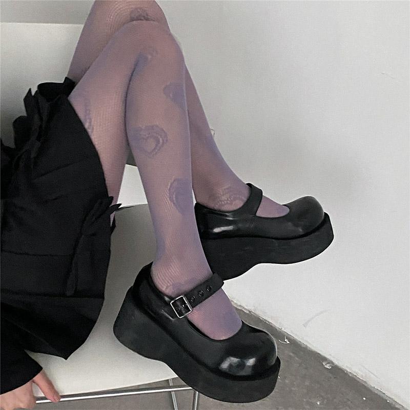 Love Heart Pattern Mesh Stockings Tights  |   Socks Accessories Black