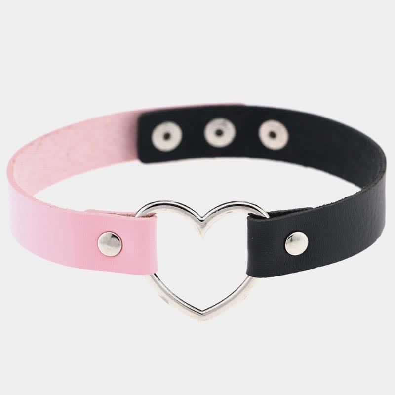 Love Heart Punk Leather Choker  |   Jewelry Accessories Black