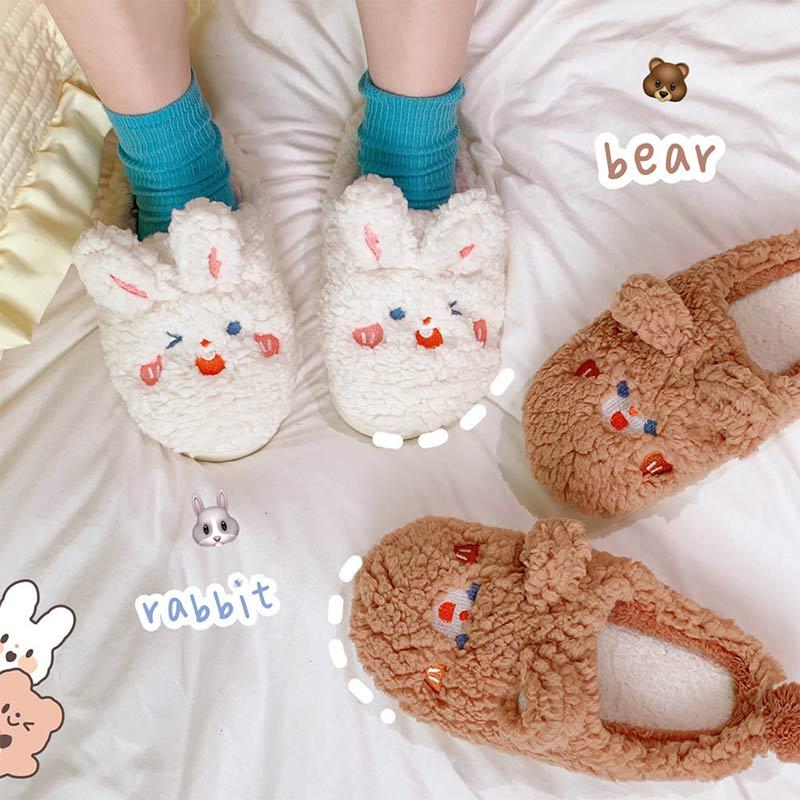 Lovely Cartoon Animals Plush Slippers  |   Slippers Shoes A