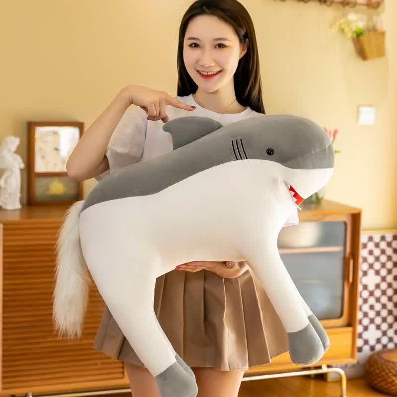 Lovely Cartoon Shark Horse Pattern Pillow Plush Toy  |   Plushies & Bedding Accessories Gray