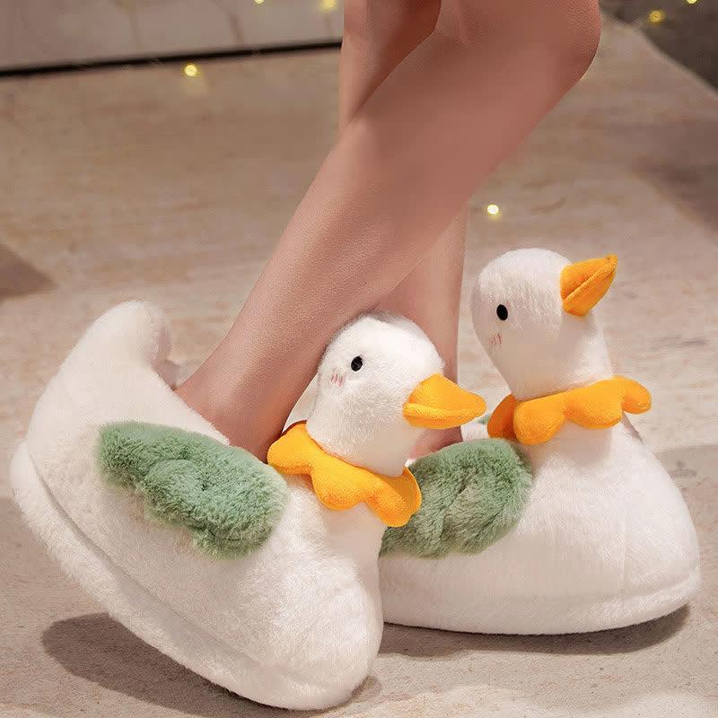 Lovely Flower Cartoon Duck Plush Slippers  |   Slippers Shoes Slippers