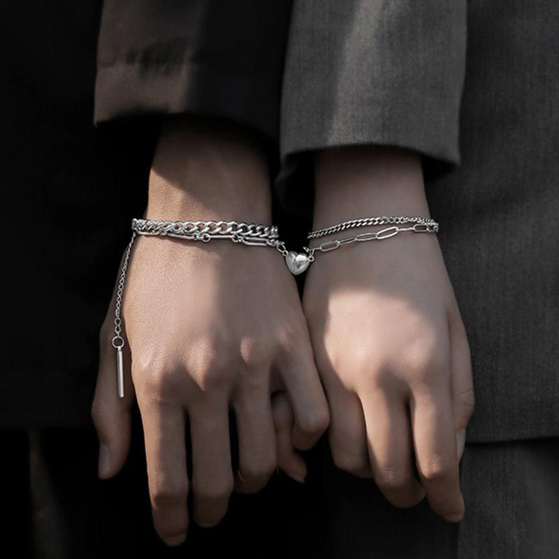 Magnet Heart Chain Couple Bracelet  |   Jewelry Accessories Couple