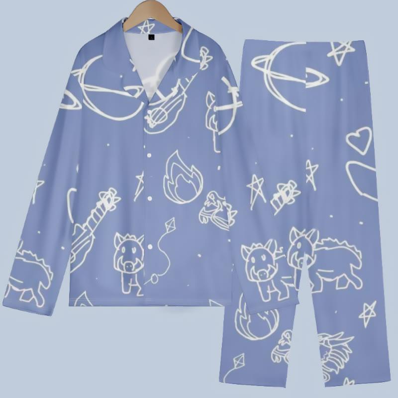 Painting Print Long Sleeve T-Shirt Pants Pajamas  |   Pants Clothing Pajamas