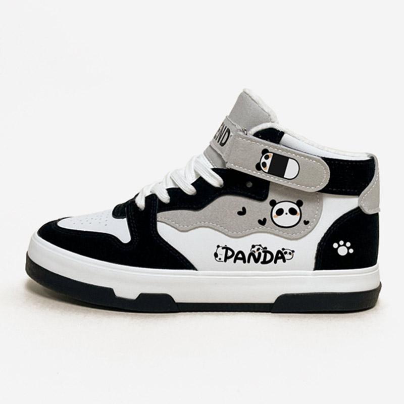 Panda Letter Print High Top Sneakers  |   Sneakers Shoes Black