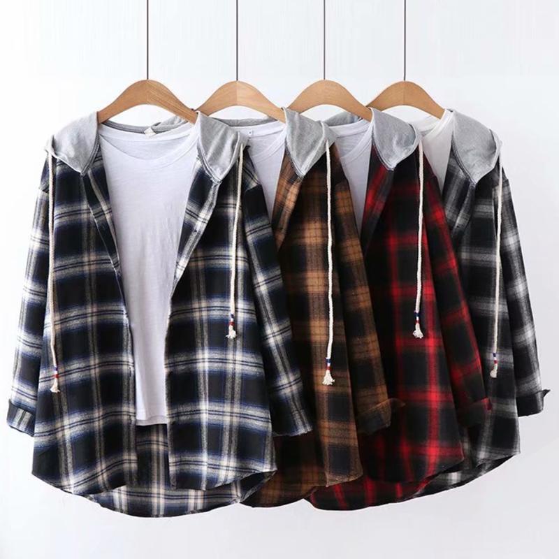 Plaid Hooded Shirt With Tartan Hoodie  |   Sweatshirts & Hoodies Clothing Black