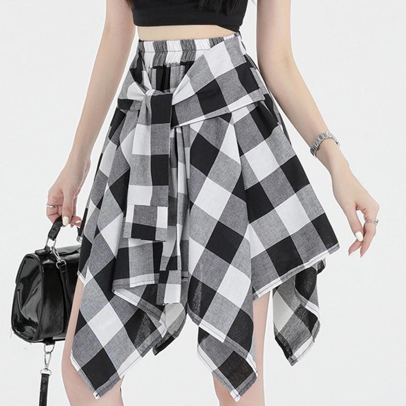 Plaid Print Lace-Up Skirt  |   Skirts Clothing A