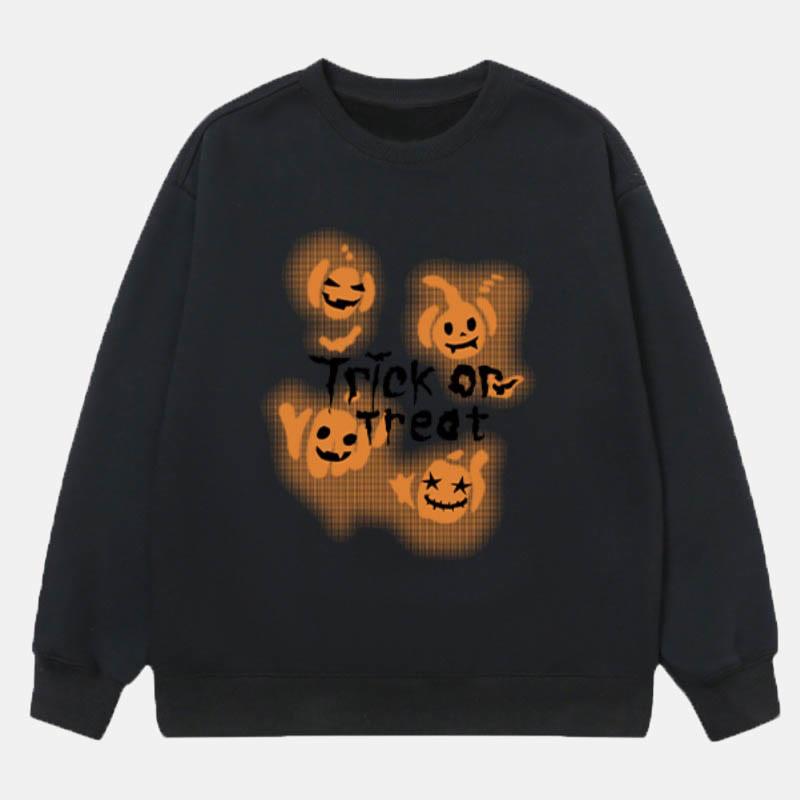 Plush Pumpkin Letter Print Loose Sweatshirt  |   Sweatshirts & Hoodies Clothing Black