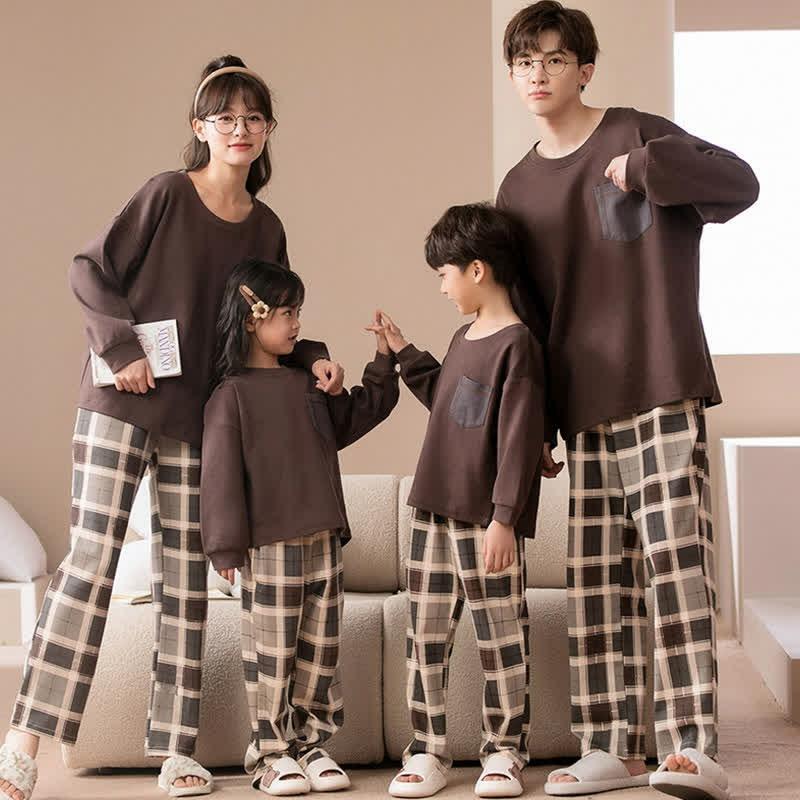 Pocket Long Sleeve Family Pajamas Matching Sets  |   Pajamas Clothing A