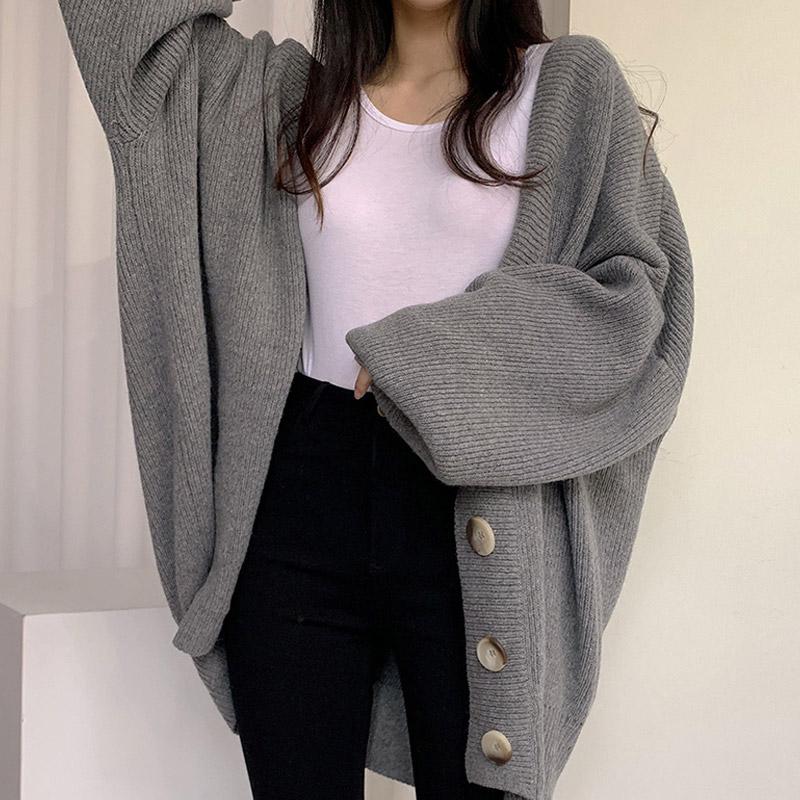 Puff Sleeve Button Knit Cardigan Sweater  |   Sweater Clothing Apricot