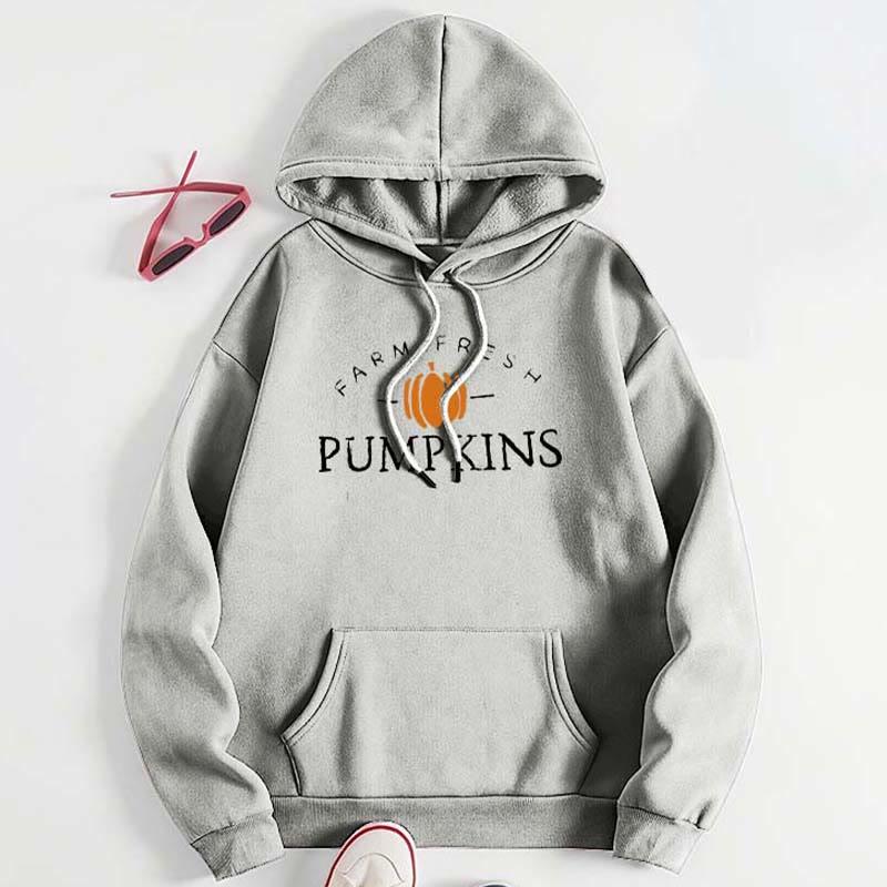 Pumpkin Letter Print Loose Hooded Sweatshirt  |   Sweatshirts & Hoodies Clothing Black