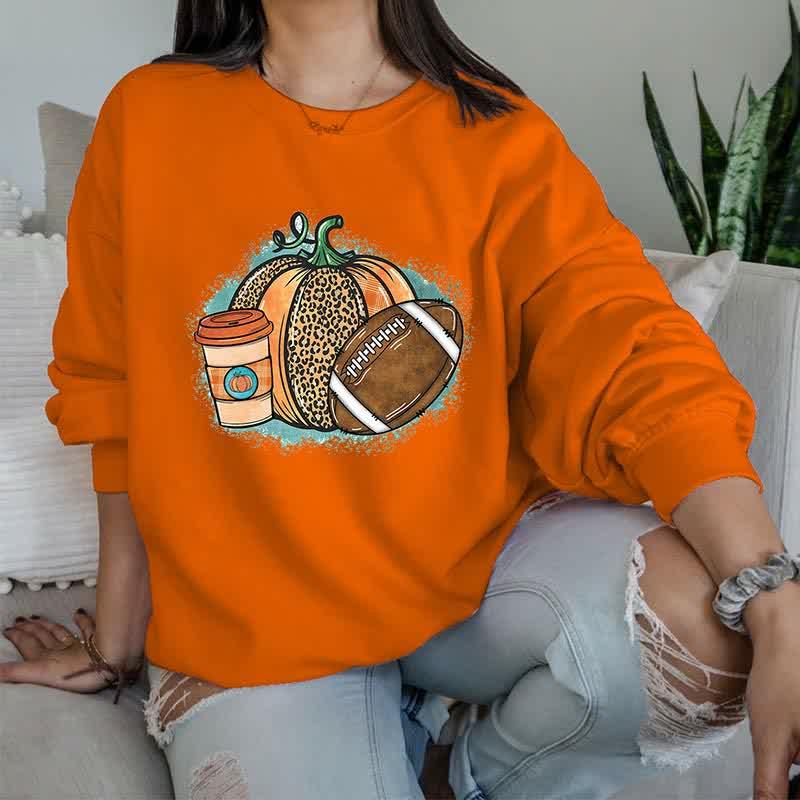 Pumpkin Pattern Print Round Collar Sweatshirt  |   Sweatshirts & Hoodies Clothing Black