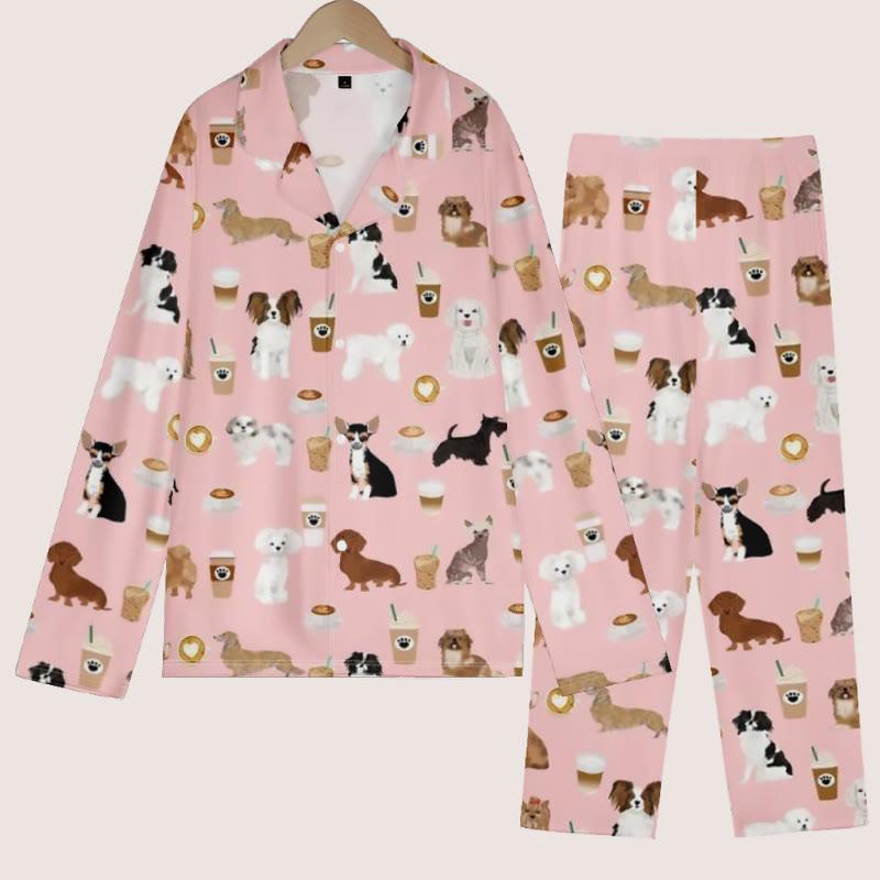 Puppy Print Long Sleeve T-Shirt Pants Pajamas  |   Pajamas Clothing Pajamas