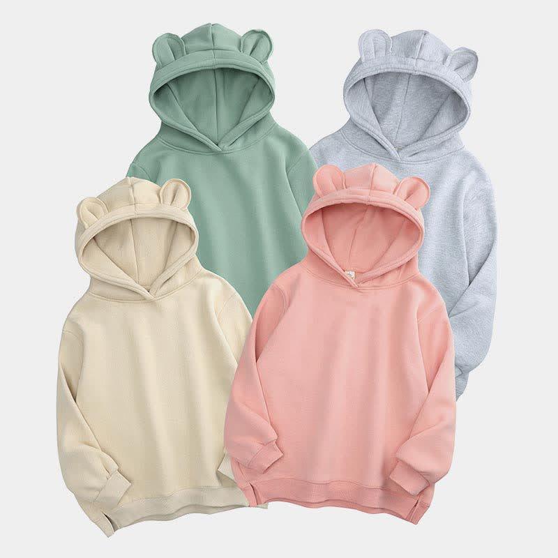 Pure Color Bear Ear Hoodie Family Matching Sweatshirt  |   T-Shirts Clothing Apricot