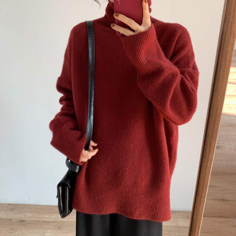 Pure Color Casual Turtleneck Sweater  |   Sweater Clothing Black