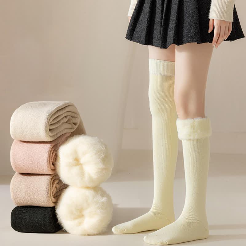 Pure Color Knit Plush Stockings  |   Socks Accessories Apricot A