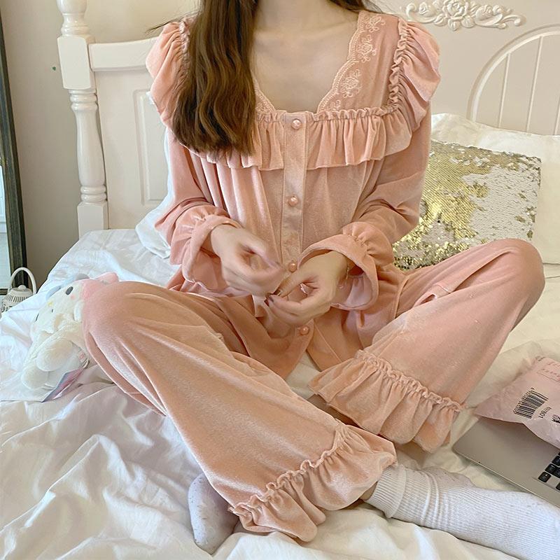 Pure Color Nightdress Pajamas Set  |   Pajamas Clothing Dresses