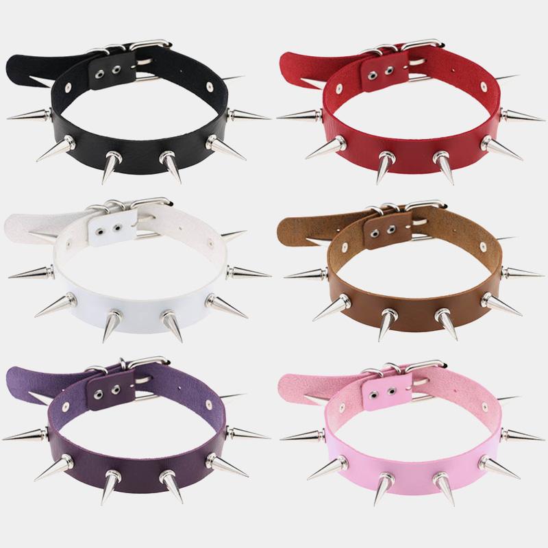 Pure Color Rivet Leather Choker  |   Jewelry Accessories A