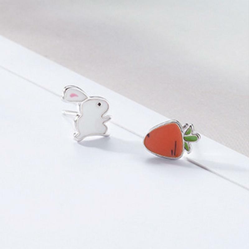 Rabbit Carrot 925 Sterling Silver Stud Earrings  |   Jewelry Accessories Jewelry