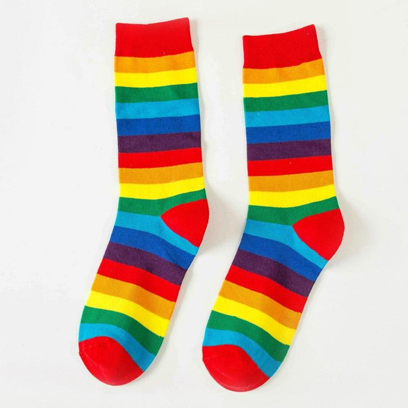 Rainbow Colorblock Cotton Ankle Socks  |   Socks Accessories Black