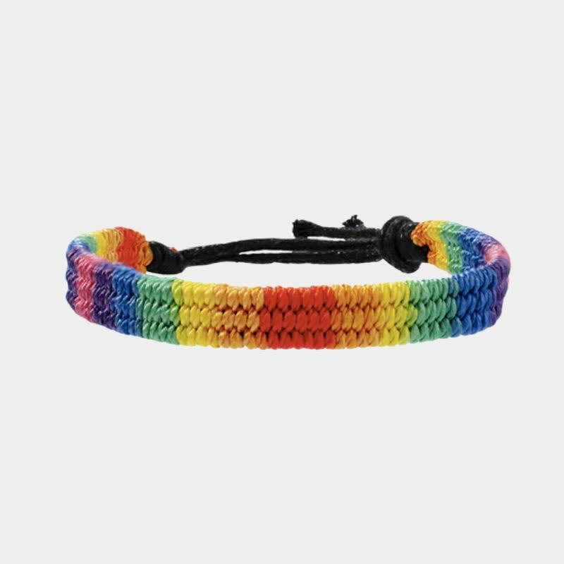 Rainbow Colorblock Knitted Rope Bracelet  |   Jewelry Accessories Black