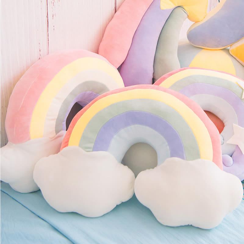 Rainbow Moon Star Pattern Pillow Plush Toy  |   Plushies & Bedding Accessories A