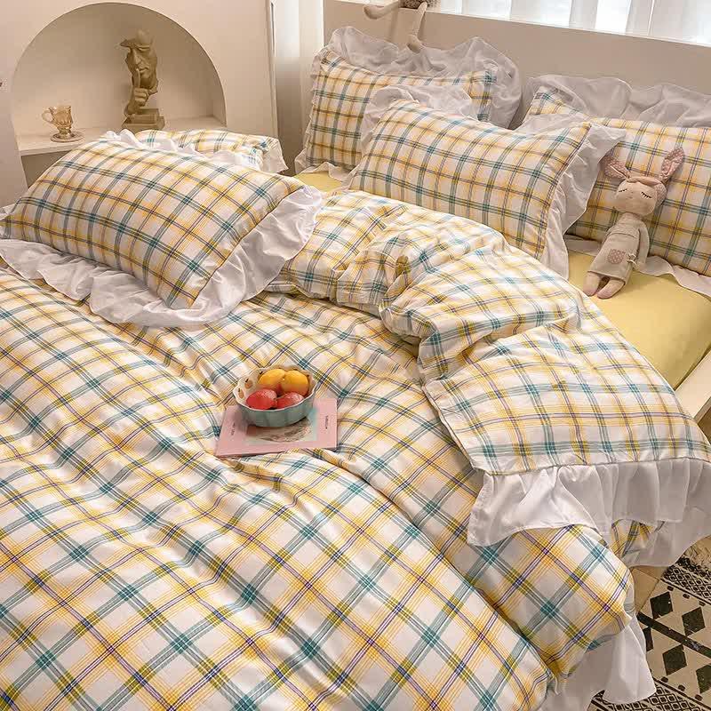 Rainbow Plaid Print Cotton Bedding Set Four Pieces  |   Plushies & Bedding Accessories A