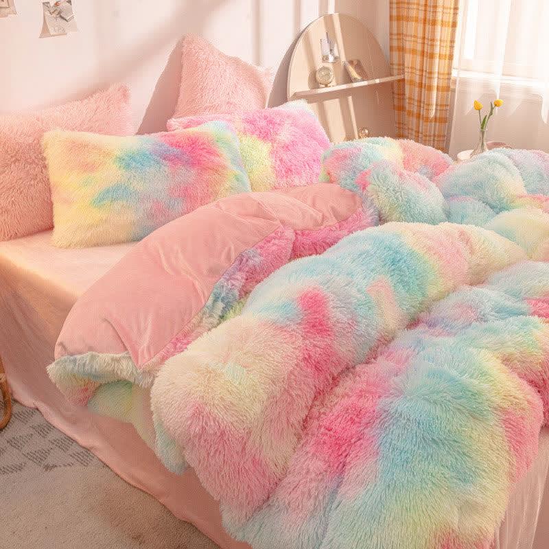 Rainbow Print Plush Bedding Set Four Pieces  |   Plushies & Bedding Accessories A