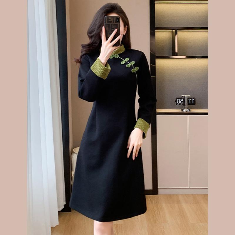 Retro Long Sleeve Sweatshirt Dress  |   Sweatshirts & Hoodies Clothing Black