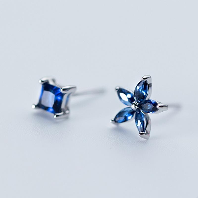 Rhinestone Blossom 925 Sterling Silver Asymmetrical Stud Earrings  |   Jewelry Accessories Jewelry