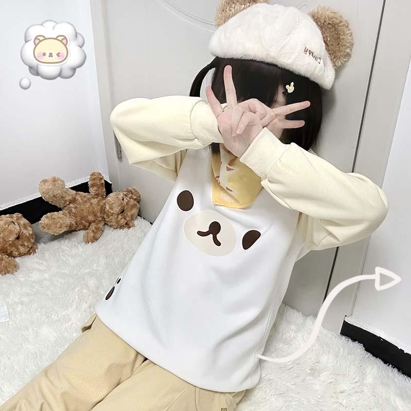 Round Neck Apricot Bear Sweatshirt  |   Sweatshirts & Hoodies Clothing Apricot