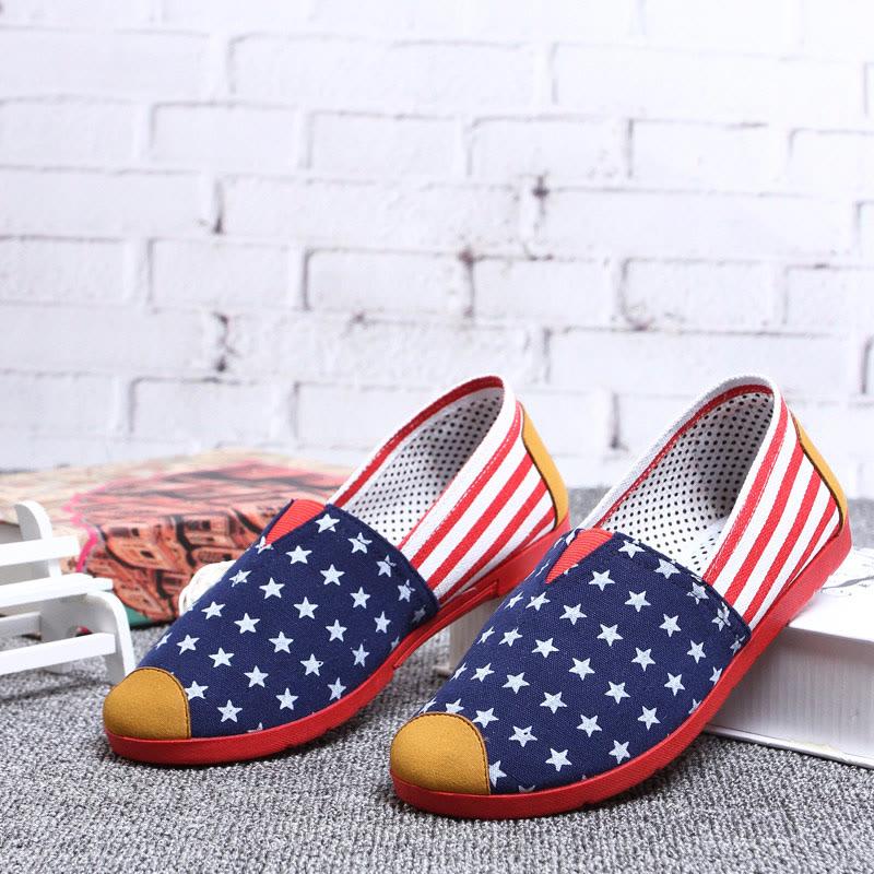 Stars Stripe Print Flat Canvas Shoes  |   Sneakers Shoes Multicolor