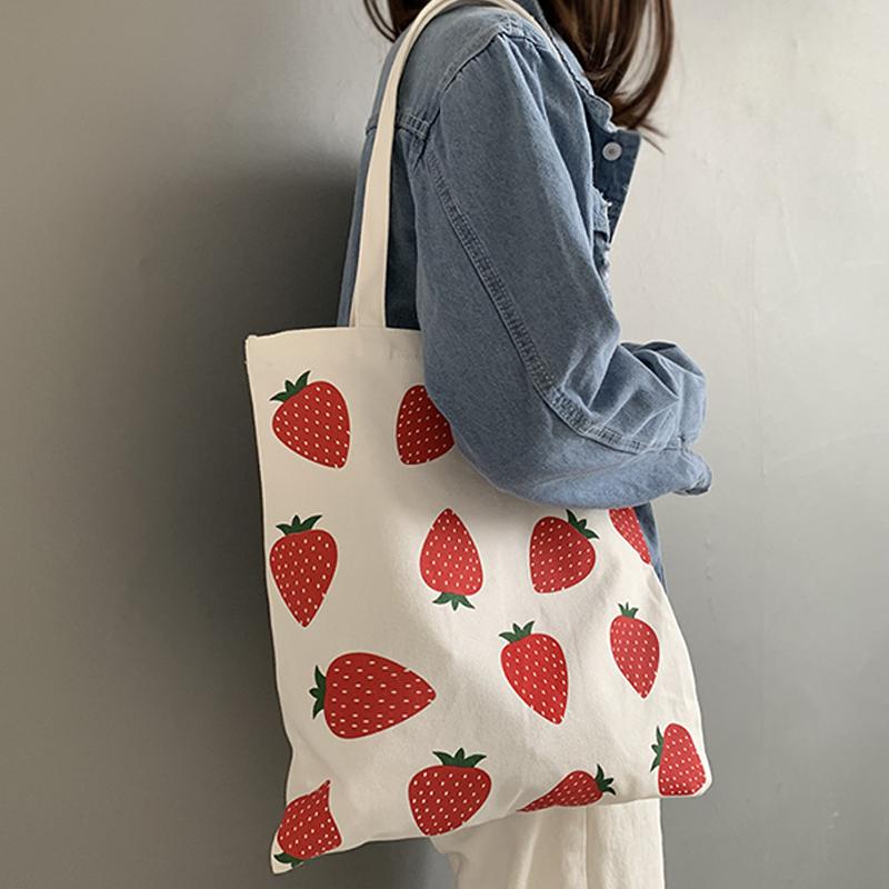 Strawberry Print Shopping Tote Bag  |   Tote Bag Bags Tote Bag