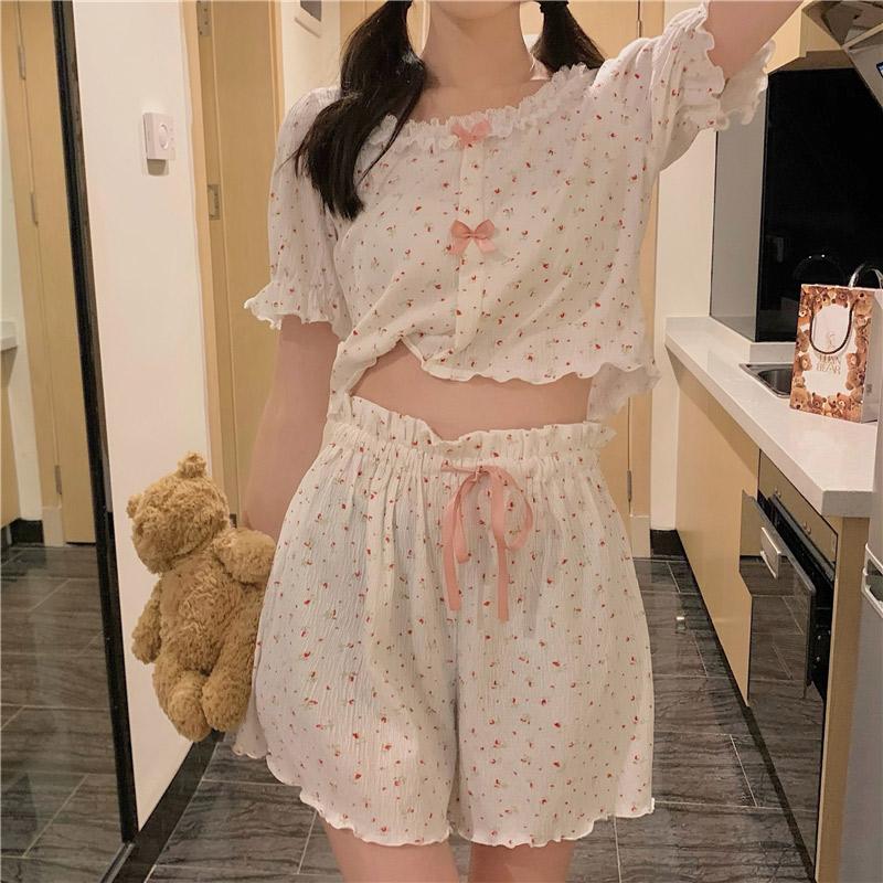 Summer Sweet Floral Print Pajamas Set  |   Pajamas Clothing Pajamas