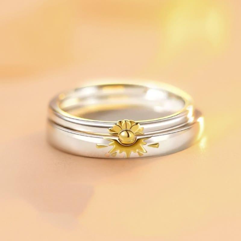 Sunflower Decor 925 Sterling Silver Ring  |   Jewelry Accessories Couple Ring