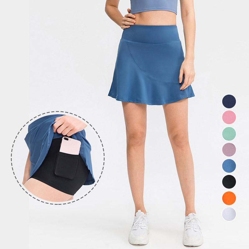 Tennis Skirts Inner Shorts Elastic Sports With Pockets  |   Skirts Clothing Black